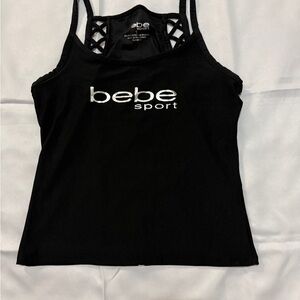 bebe Black Fitted Cutout Tank Top